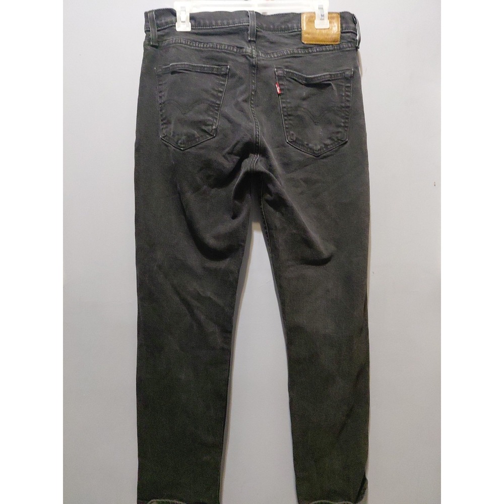 Levis Premium Jeans Mens 34x32 514 Big E Leather Tab Black Denim Tapered Leg